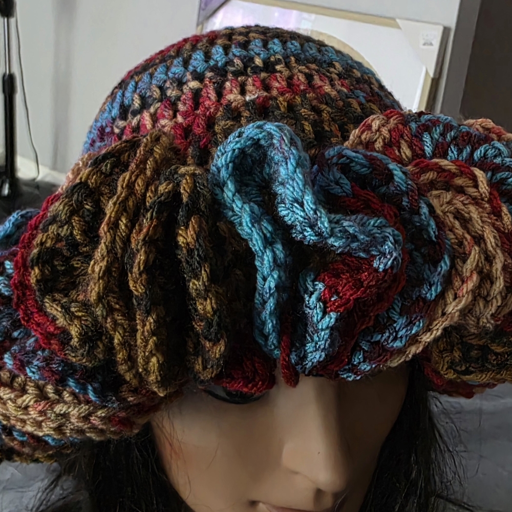 Multicolor Crochet Ruffle Hat - Picture 7 of 8